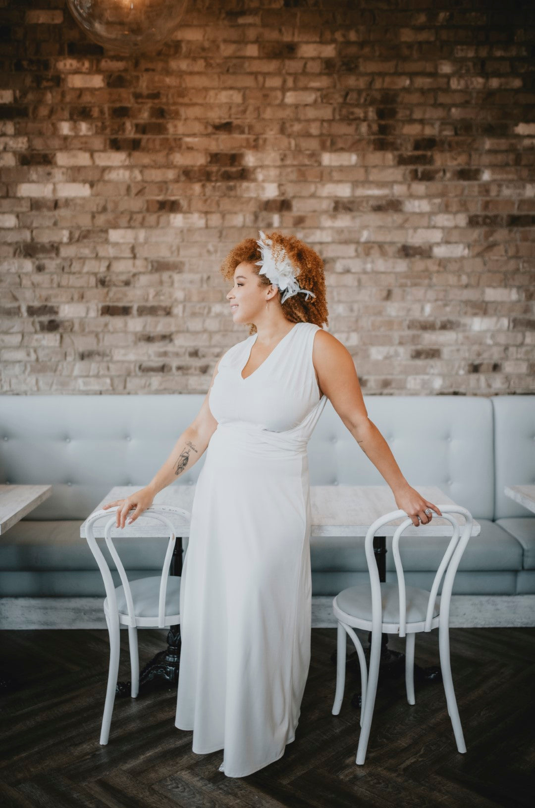 Casual wedding look, wrap top made in Ottawa