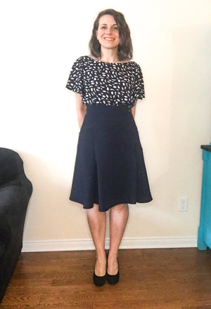 Navy feather print Flutter top and navy Sandy skirt