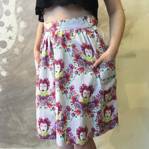 June C skirt, cotton Queen print